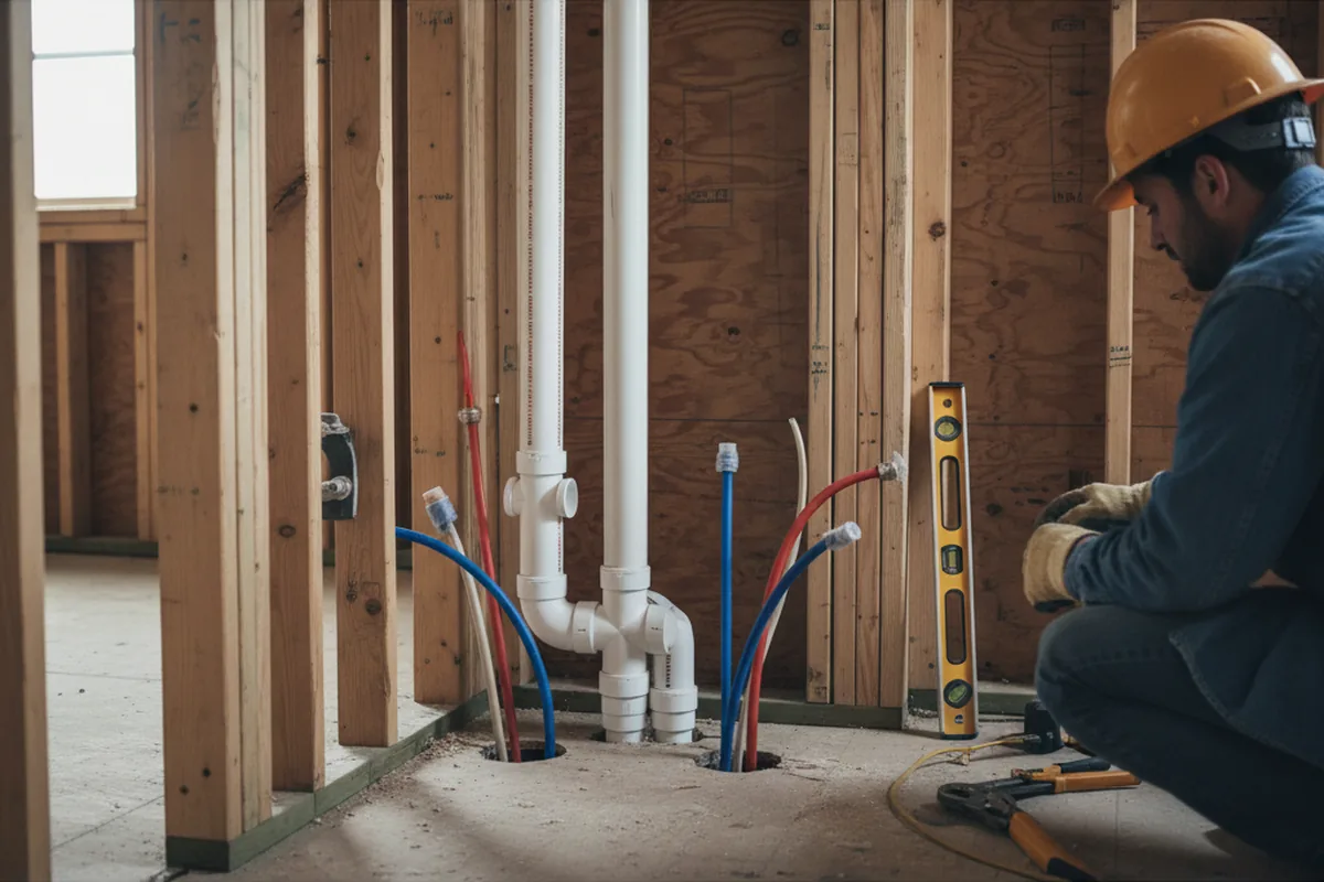 Drain and supply rough-in during Garbage Disposal Repair in Cushing