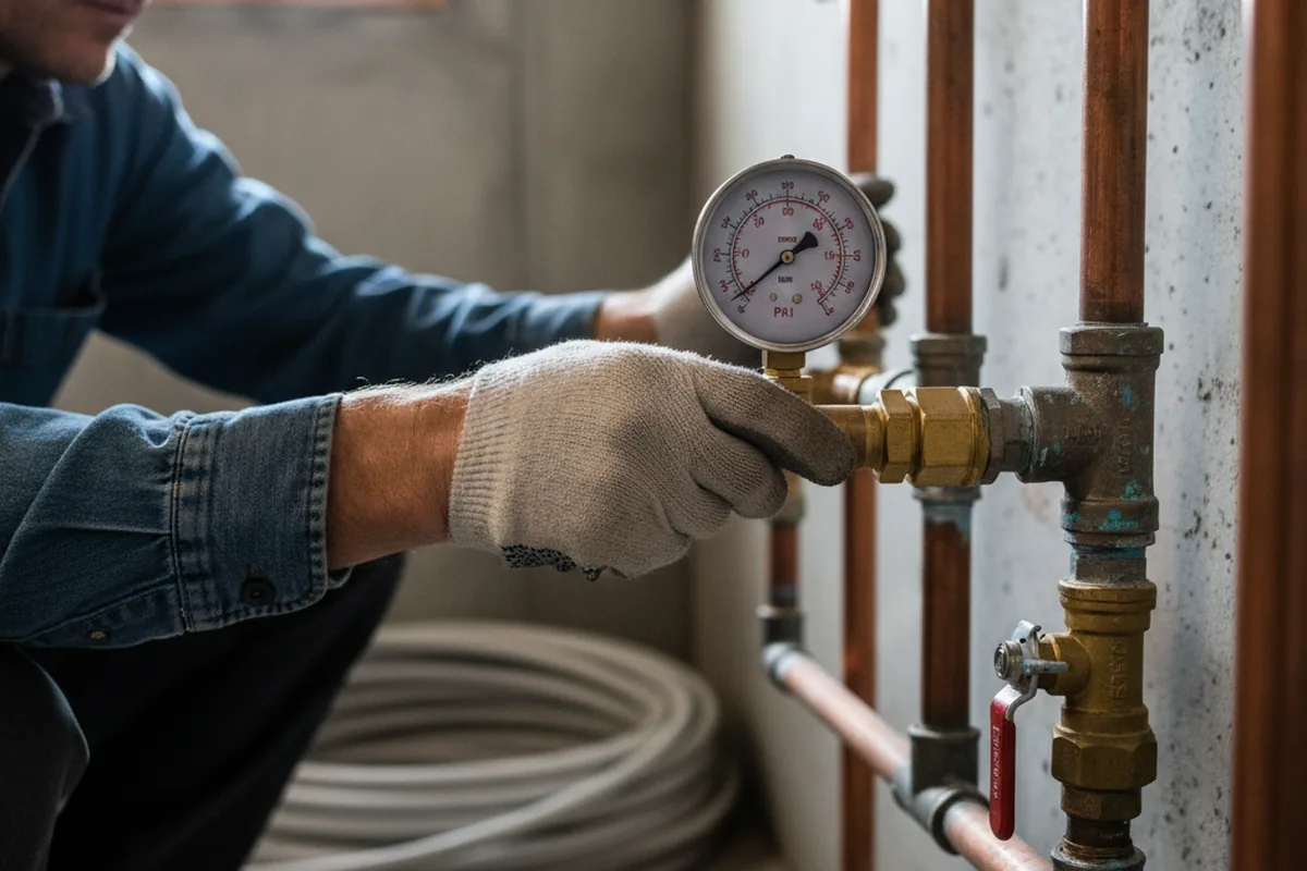 Pressure testing a repaired line during Water Line Repair in Cushing